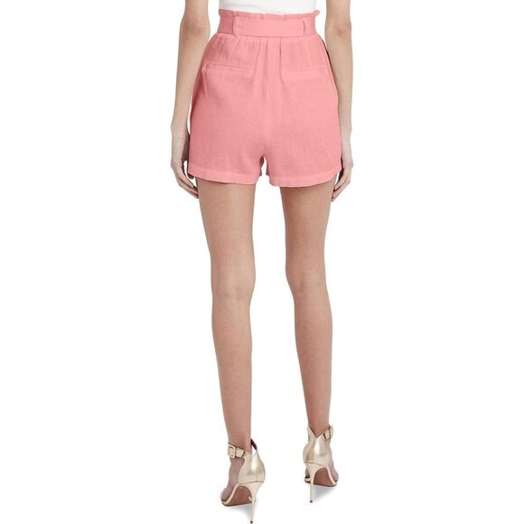 BCBGMaxazria High-Waisted Pleated Belted Light Pink Shorts - Picture 6 of 8